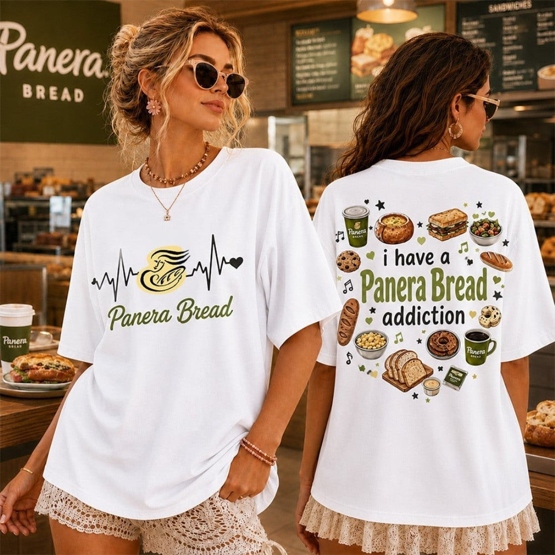 Heartbeat Lover I Have A Panera Bread Addiction T-Shirt Panera Bread Merch Gift For Her