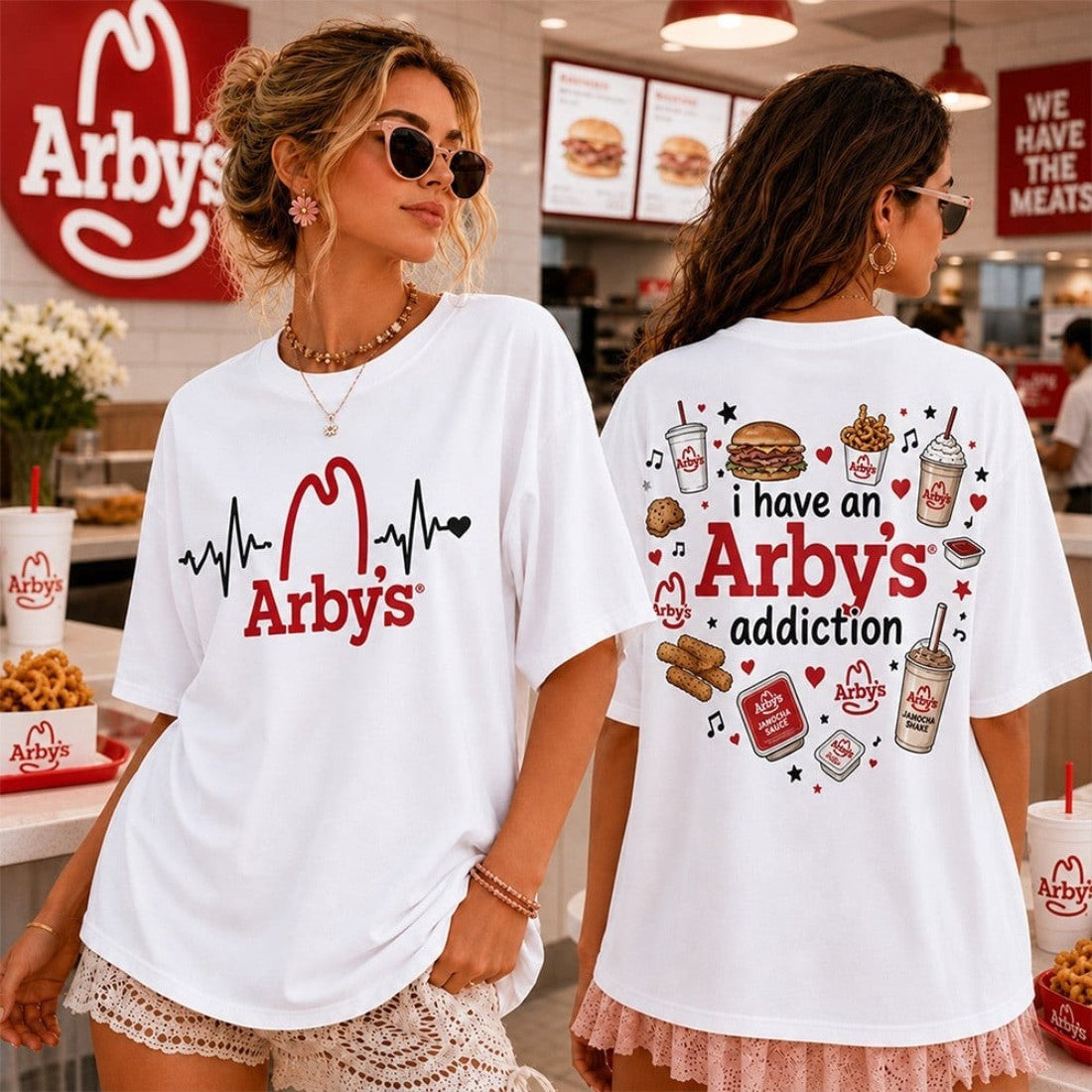Heartbeat Lover I Have An Arby_s Addiction T-Shirt Humor Tees Gifts For Sisters In Law
