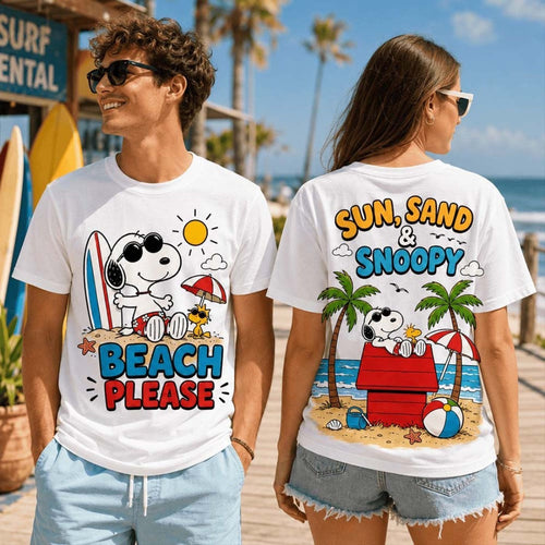 Beach Please Sun Sand And Snoopy T-Shirt Summer Vacation Outfits Gifts For Friends