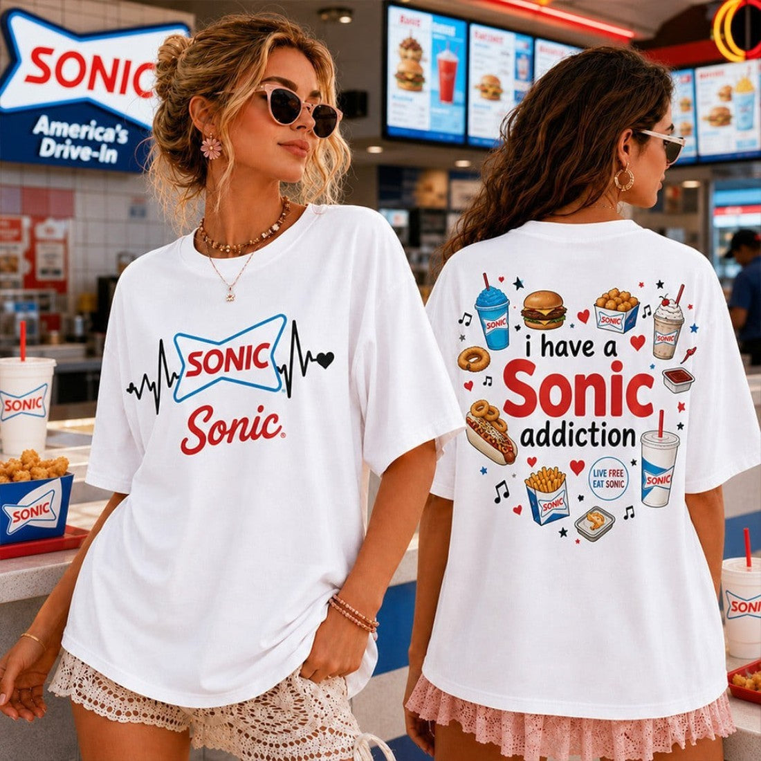 Heartbeat Lover I Have A Sonic Addiction T-Shirt Birthday Gift Ideas For Her