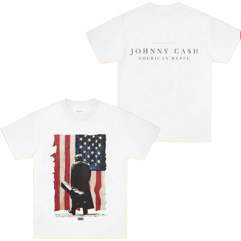 Kith Records For Johnny Cash American Flag T-Shirt Kith Merch Presents For Him